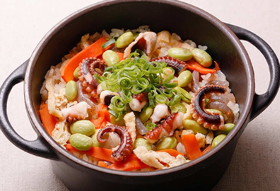蛸と枝豆の炊き込みご飯