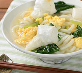 おもちと小松菜の玉子とじうどん