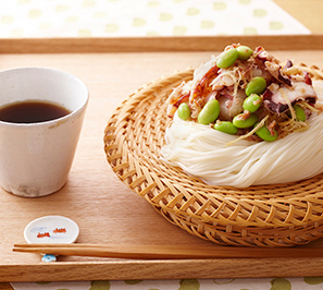 たこと生姜のおかか素麺