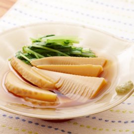 たけのこと水菜の煮びたし（つゆの素使用）の写真
