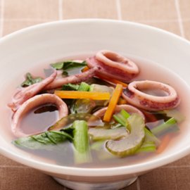 いかと香味野菜の具沢山スープ（白だし使用）の写真