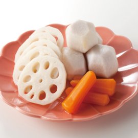 れんこん煮・里芋煮・にんじん煮（白だし使用）の写真
