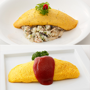 「たいめいけん三代目 茂出木浩司レシピ」2種類のリゾットオムライスの写真
