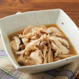 レンチン鶏きのこのだし蒸し（濃い味だし使用）の写真