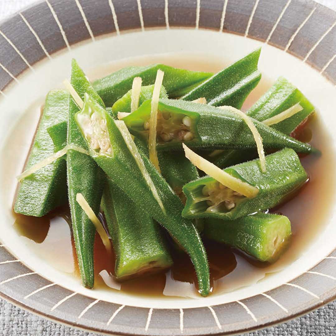 野菜オクラと生姜のだし浸し
