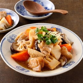 レンジで筑前煮（濃い味だし使用）の写真