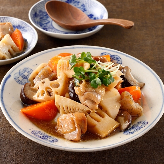レンジで筑前煮（濃い味だし使用）の写真