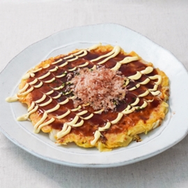 だし香る、もちもちお好み焼き（つゆの素使用）の写真
