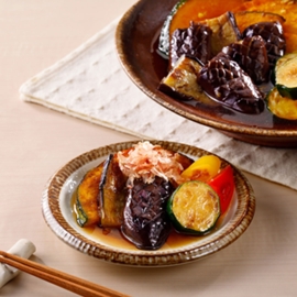 夏野菜の焼きびたし（つゆの素使用）