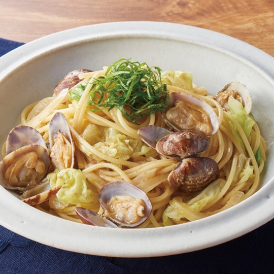 あさりとキャベツの和風だしパスタの写真